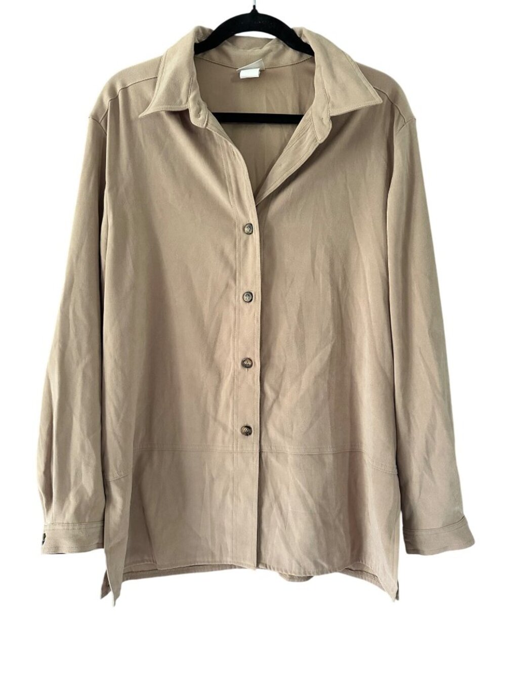 Laura Tyler Womens L Button Front Shirt Long Sleeve Stretch Blouse Tunic Relaxed